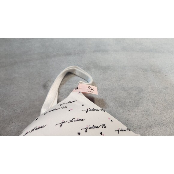 Victoria's Secret 36C White Script Sexy Tee Smooth Lacie Wireless Push Up Bra - Picture 3 of 6